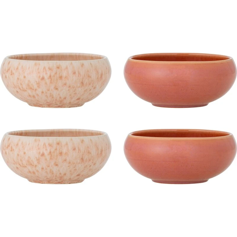 Bloomingville Roselyn Skål, Rosa, Stentøj, Sæt med 4 (Ø14 x H6 cm)