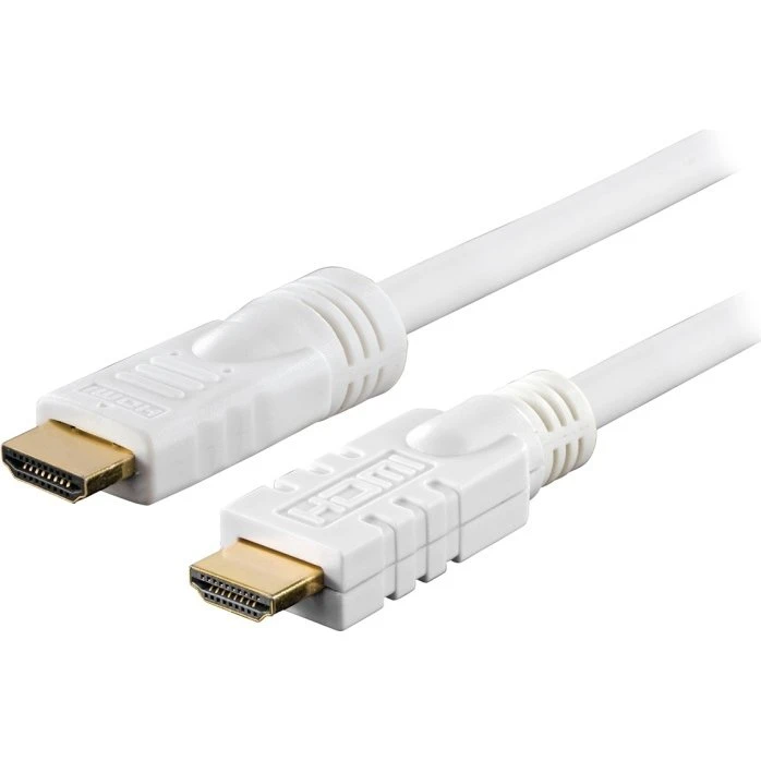 DELTACO Aktivt HDMI Kabel, High Speed med Ethernet, 15m, Hvid