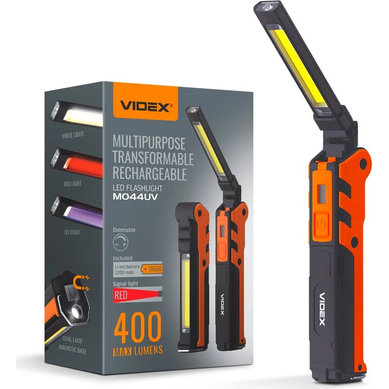 Videx Multifunktionel Arbejdslommelygte 5W + 10W COB - 400lm