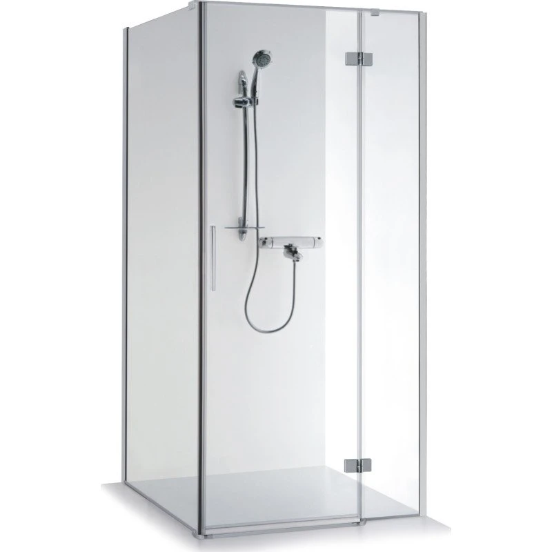 Brasta Nina Plus brusehjørne 87,9x87,9 cm, højre, klart glas, krom