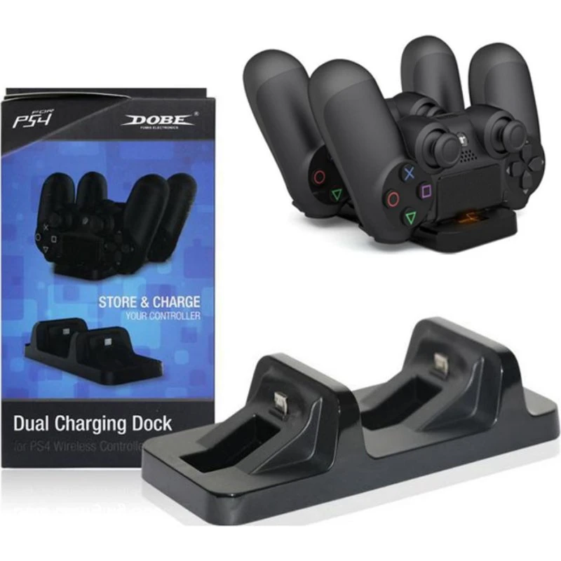 DOBE Dobbelt Opladningsstation til PS4 Controllere - Sort