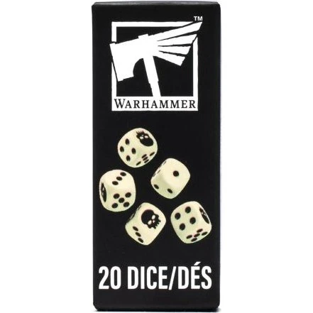 Warhammer Dice 20 stk - Elfenben med sorte tal