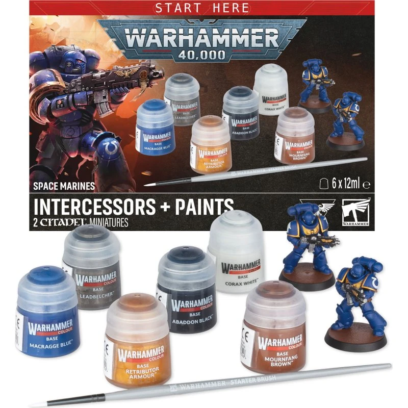 Warhammer 40K Space Marines Intercessors + Maling Sæt