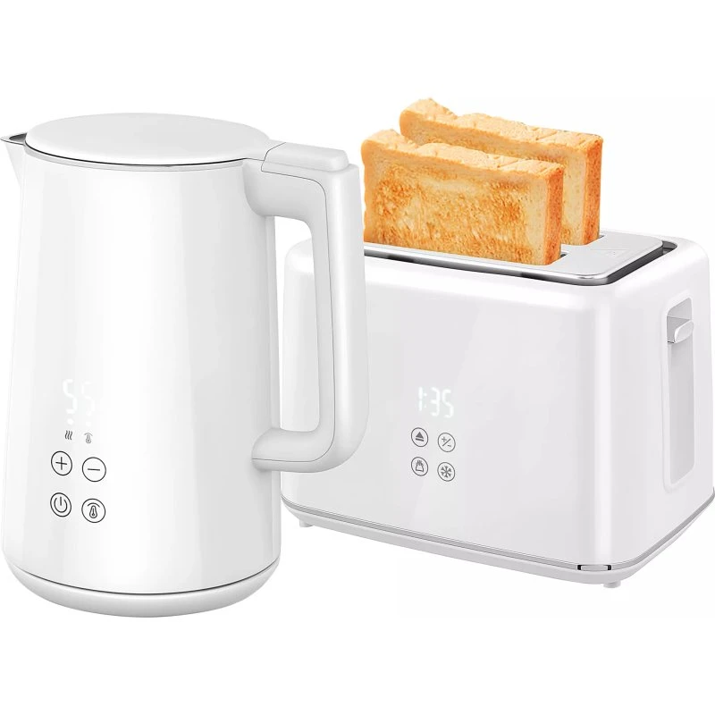 Elkedel & Brødrister Sæt - 1,5L, 2200W, Hvid