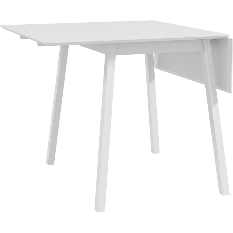 Sammenklappeligt spisebord i hvidt fyrretræ, 110x86x75 cm