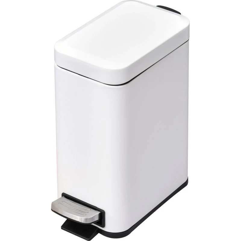 Skraldespand i metal, 5L, hvid, 29,2x14x32 cm