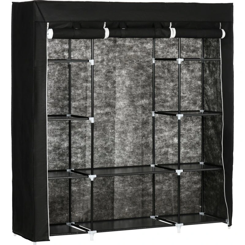 Stofgarderobe, 150x43x162,5 cm, Sort