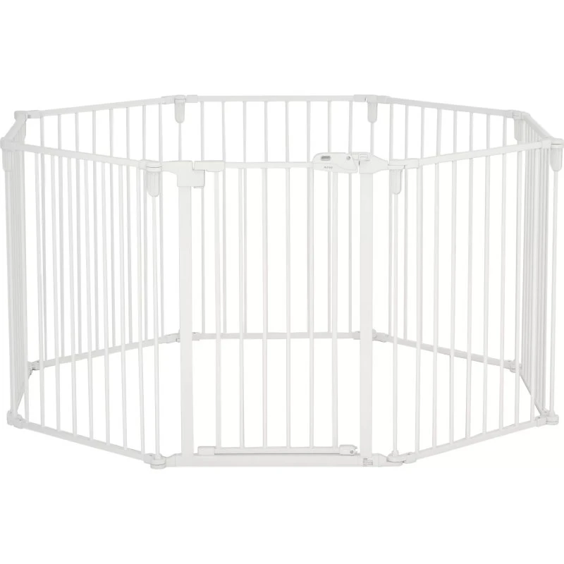 Løbegård til hvalpe & hunde - 8 paneler, foldbar, hvid (60 x 76 cm)