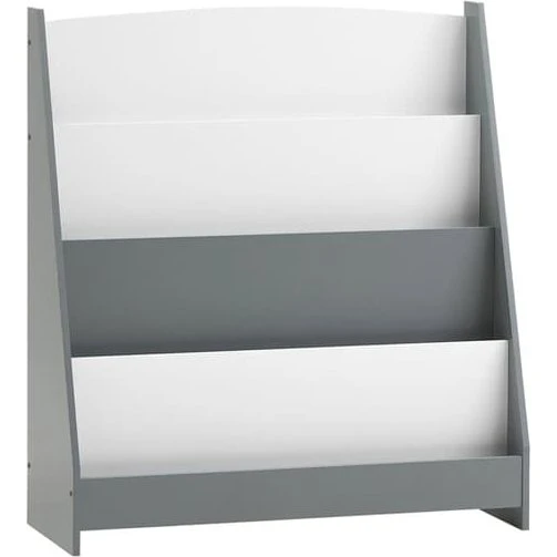 SoBuy Børne bogreol – 4 Hylder, Hvid/Grå, 80x30x88cm KMB32-HG