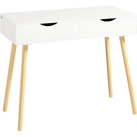 SoBuy Skrivebord med 2 skuffer, 90x45x77cm, Hvid FWT40-WN