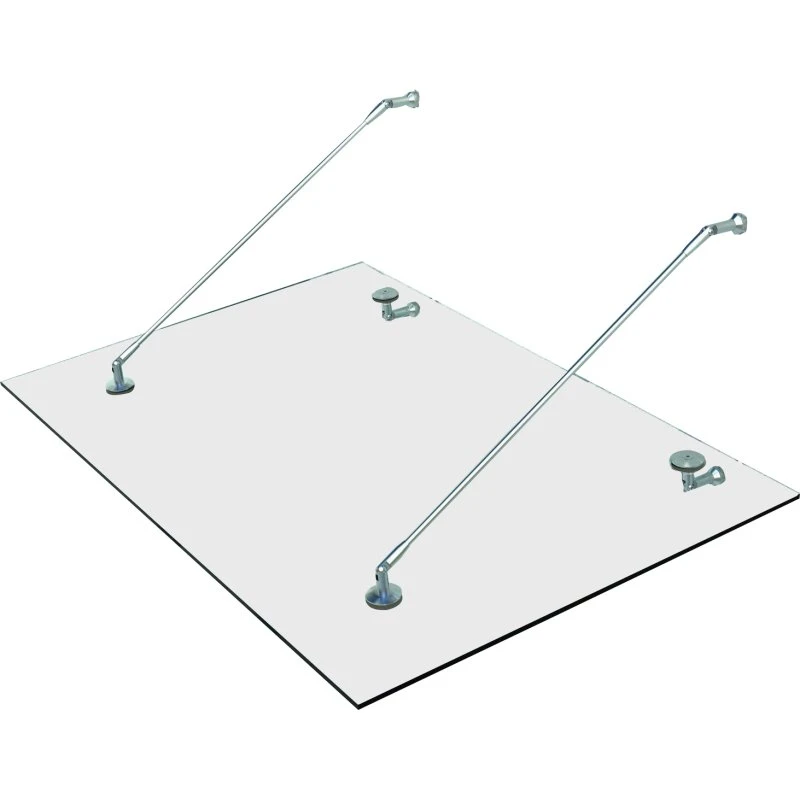 Dørbaldakin i hærdet glas og rustfrit stål, 150x90 cm, klar