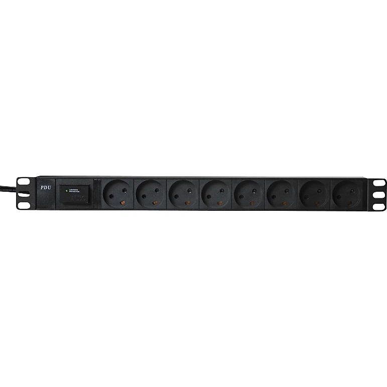 Lan-Com Strømpanel 19'' 8x230V Sort 1,9M