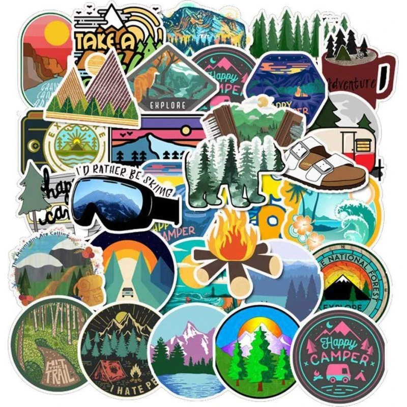 50x Klistermærker og Dekaler - Camping motiver