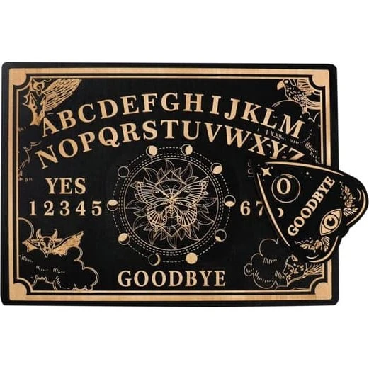 Ouija-plade i sort træ, 30 x 22 cm