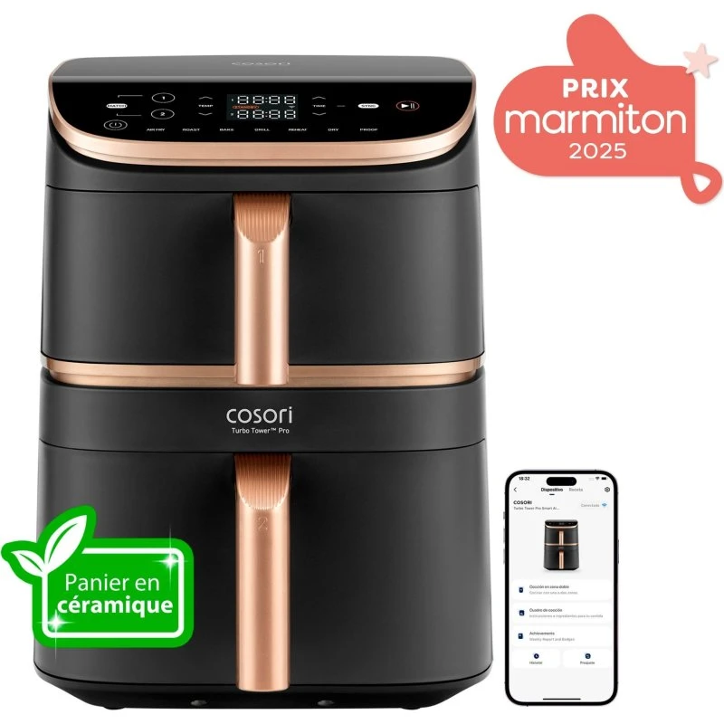 COSORI Turbo Tower Pro Smart Airfryer - 10,8L - Sort/Guld