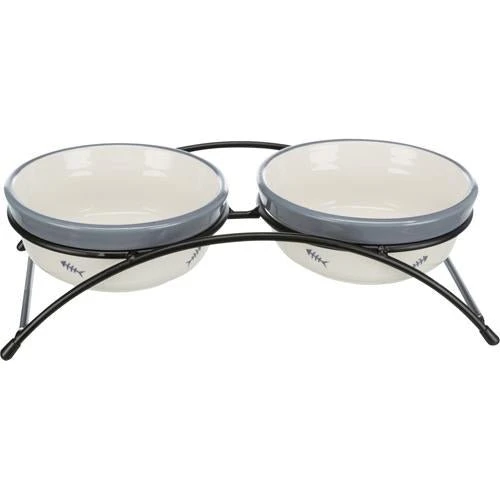 Trixie Eat on Feet skålesæt til kat 2x250 ml hvid/blå