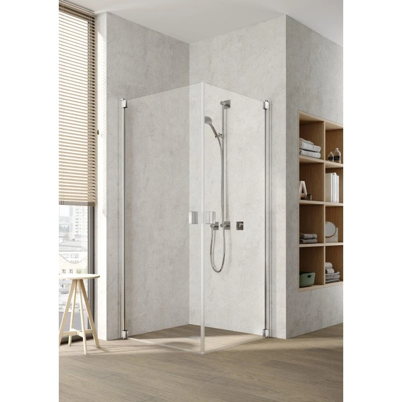 Kermi Raya 1EL brusedør, 78 cm, venstre, klart glas, aluminium