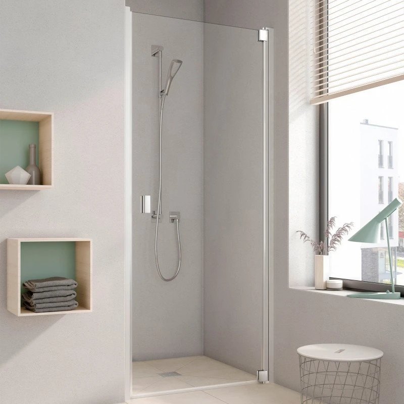 Kermi Raya 1WR Brusedør, 76,8 cm, Højre, Klart Glas, Aluminium