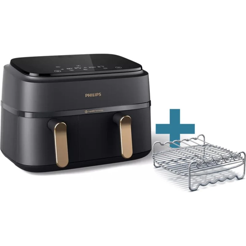 Philips 3000 Series NA352/00 9 L Dual Basket Airfryer - Charcoal/Copper