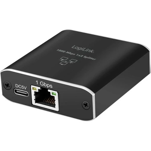 LogiLink Gigabit Ethernet Splitter 1 til 2, 1000 Mbit/s med USB-strøm