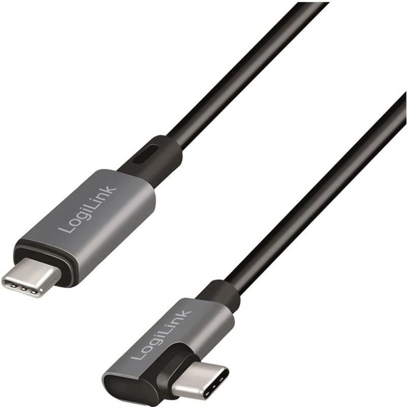 LogiLink USB-C til USB-C 90° kabel, 100W PD3, 1m, sort