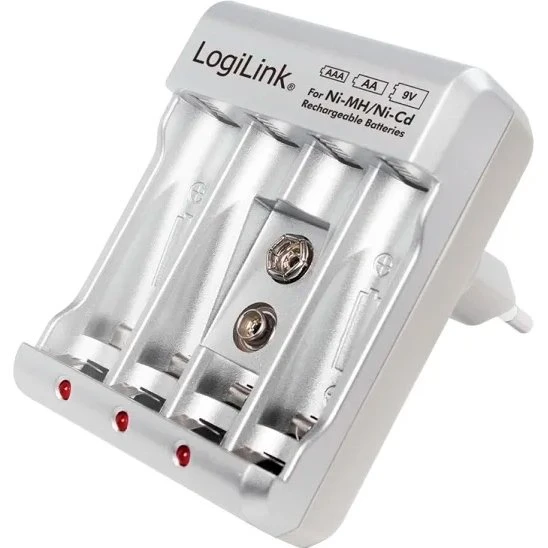 LogiLink Batterioplader til AA, AAA og 9V batterier