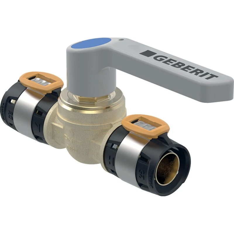 Geberit FlowFit kugleventil med greb, 75 mm