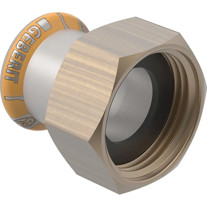 Geberit Mapress Therm rustfri overgangsmuffe 15 mm x 1/2" med omløber