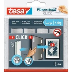 TESA Powerstrips CLICK L Monteringspude, Hvid (4x2 stk)