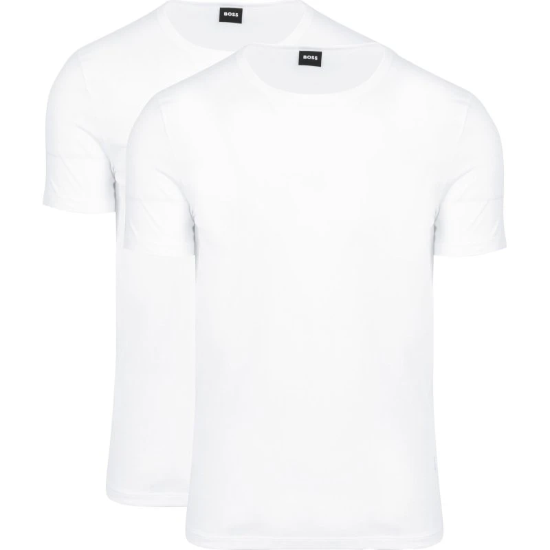 BOSS 2-pak hvide T-shirts i slim-fit til herre