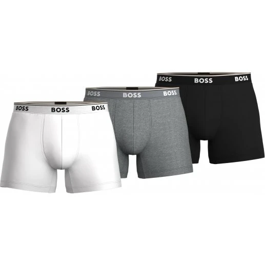 BOSS 3-pak boxershorts til herre - sort, hvid og lysegrå