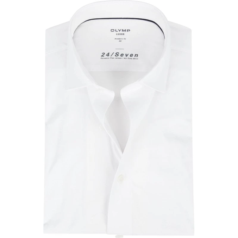 OLYMP Luxor Jersey Stretch Skjorte 24/Seven Hvid, str. 48