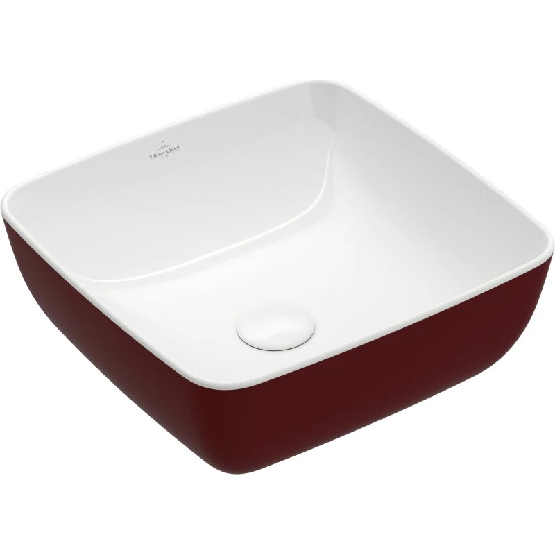 Villeroy & Boch Artis håndvask, 41x41 cm, mørkerød