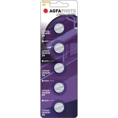 AgfaPhoto CR1620 Knapcellebatteri - 5-pak, Lithium, 3V