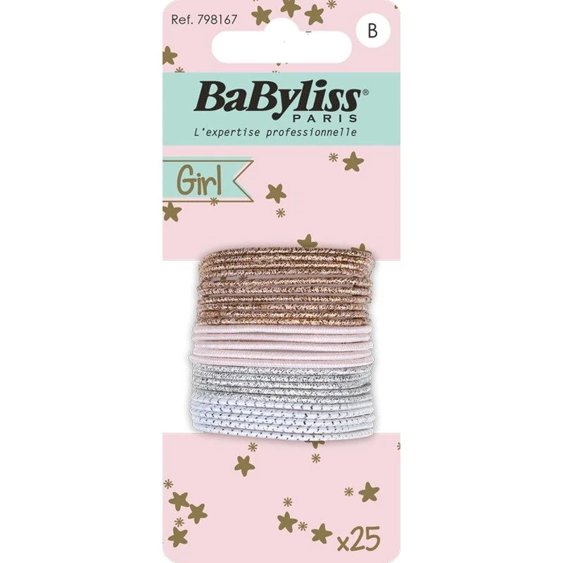 BaByliss KIDS Thin Glitter Elastics - 25 stk.