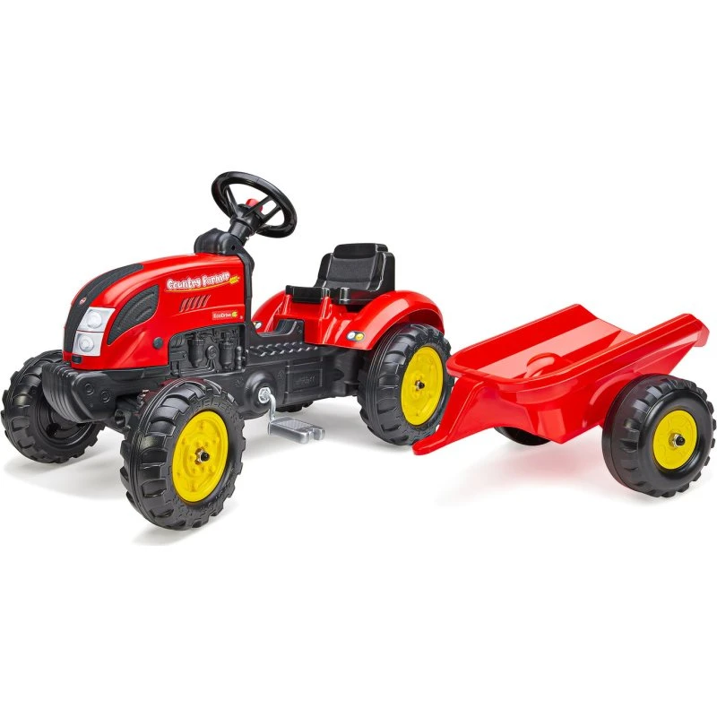 Falk Country Farmer traktor med trailer, rød