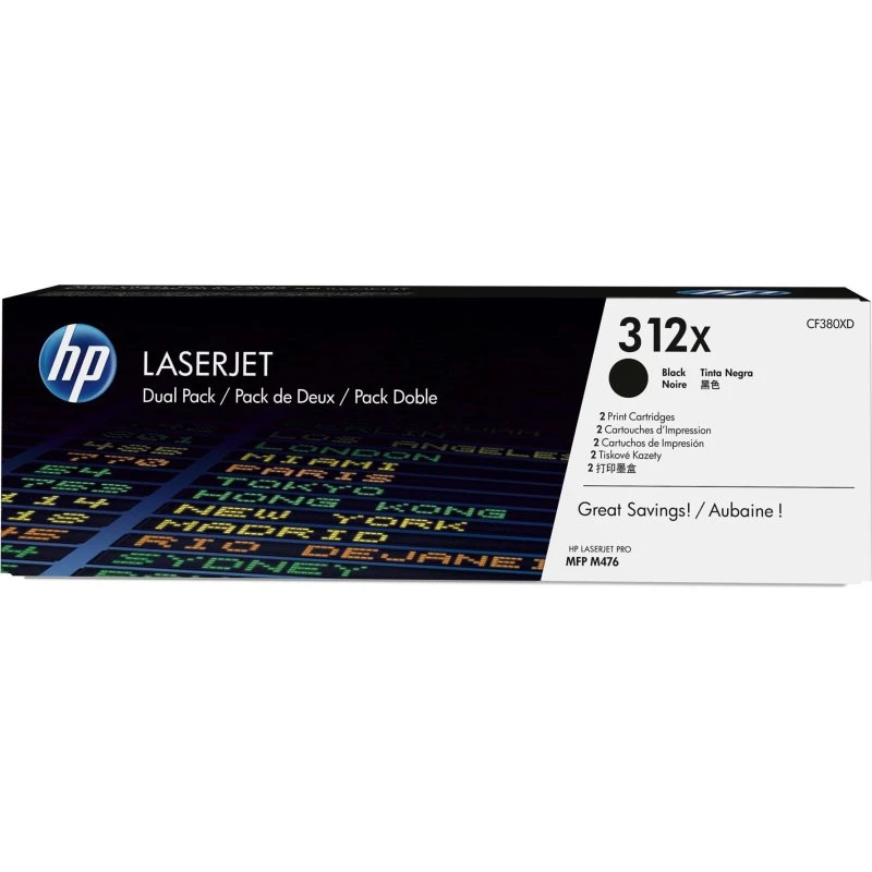 HP 312X Sort Toner til Laserprinter - Høj kapacitet, 2-pak