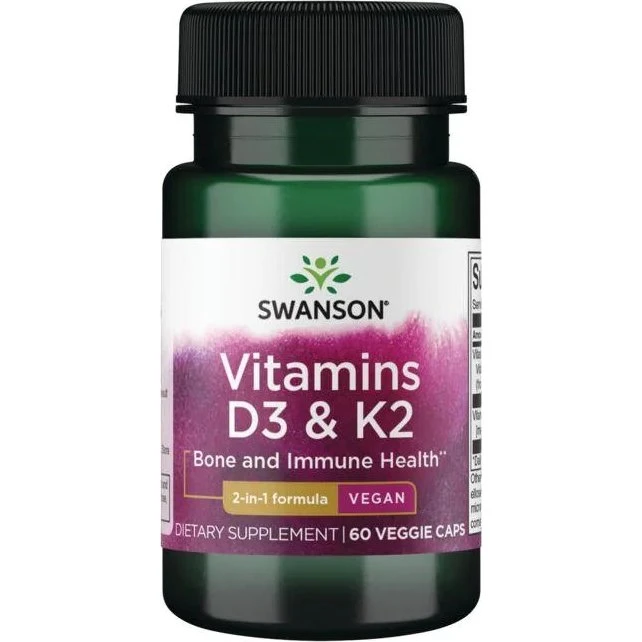 Swanson Vitamin D3 2000 IU & K2 75 mcg – 60 kapsler