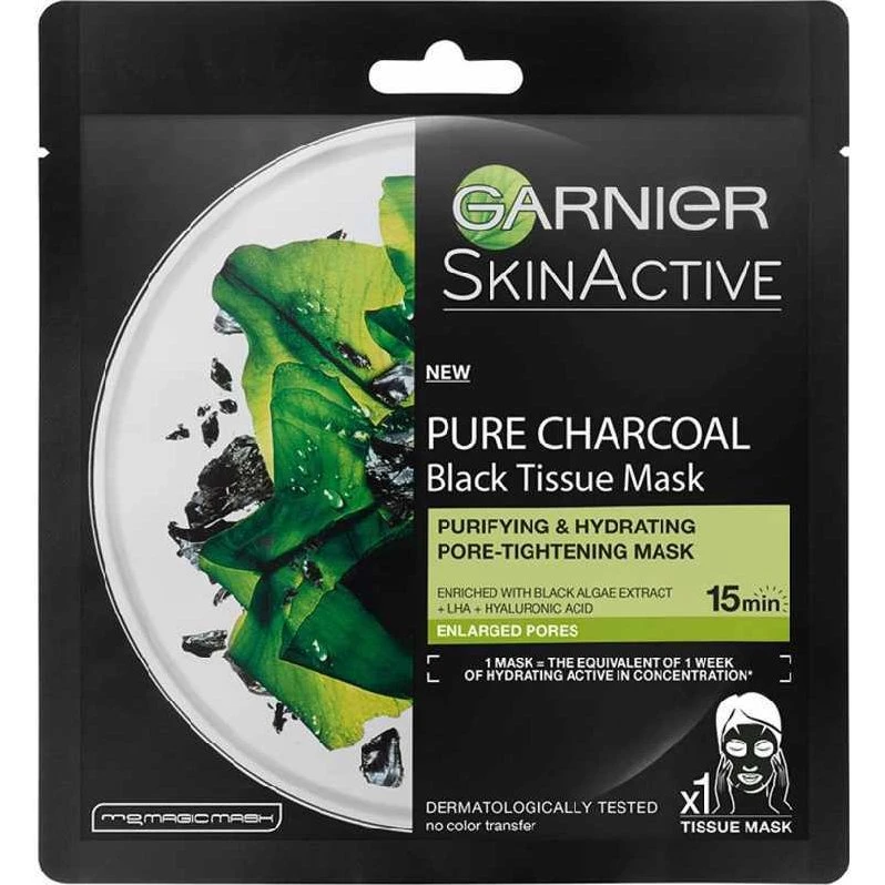 Garnier Skinactive Pure Charcoal Black Tissue Mask, 28 g