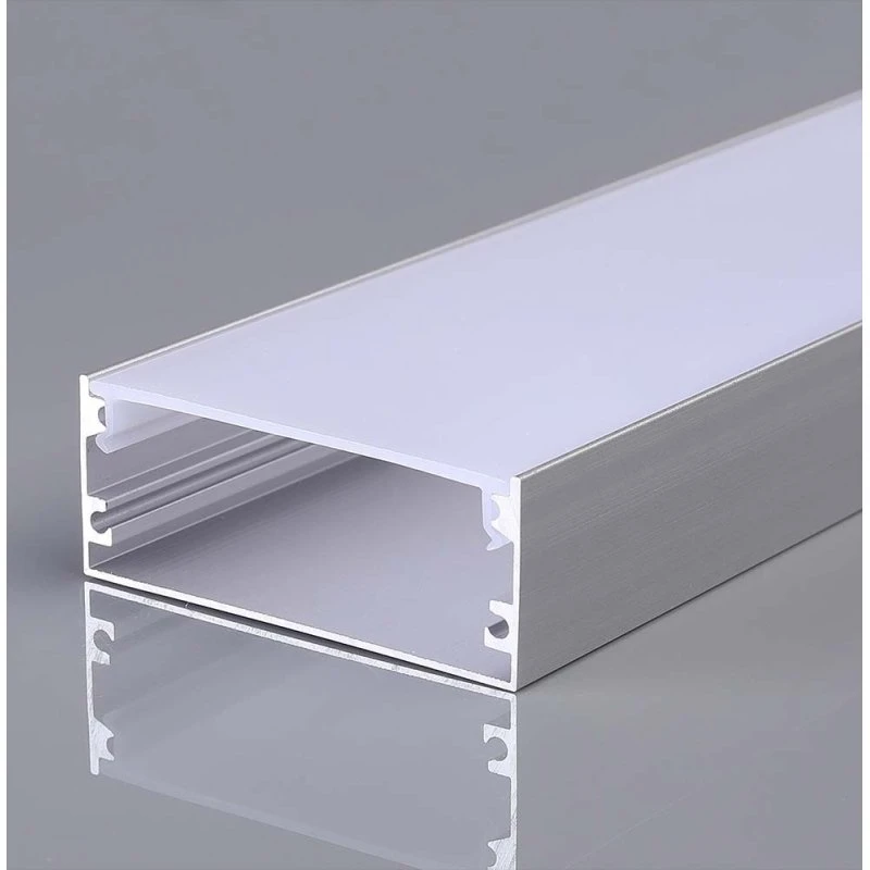 2m Alu profil til LED strips, 50x20mm - Sølv m. mælkehvidt cover