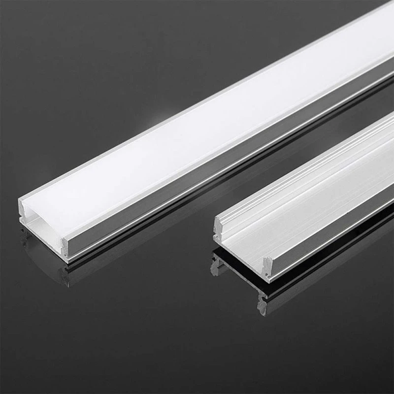 Alu profil til LED strips, sølv - 2m (inkl. diffuser)