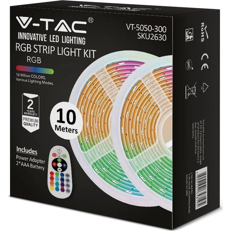 300 LED Stribelys Sæt RGB 10m (2x5m) med fjernbetjening