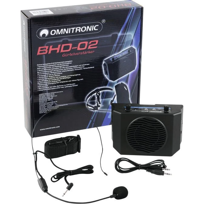 Omnitronic BHD-02 Aktiv stemmeforstærker 5W med headset-mikrofon