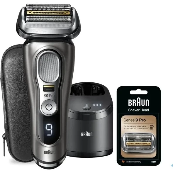 Braun Series 9 Pro 9465cc elektrisk barbermaskine, sort/sølv