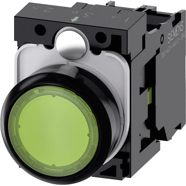 Lystryk Trykknap 22 mm Grøn - Momentan med LED 24V AC/DC