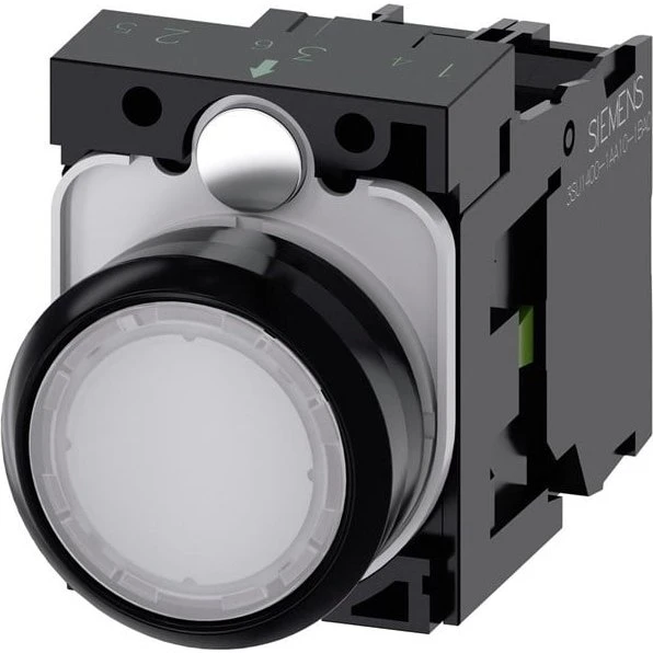 Lystryk Trykknap, Hvid, 22 mm, Rund, LED 24V AC/DC