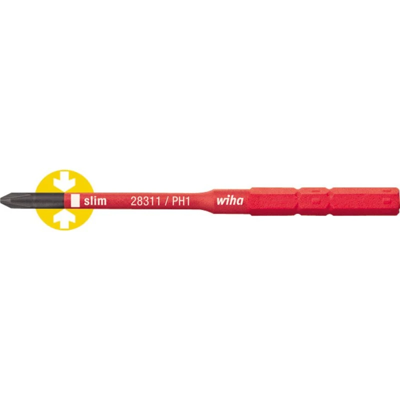 Wiha SlimBit PH1 75mm - 1000V isoleret til SlimVario & TorqueVario