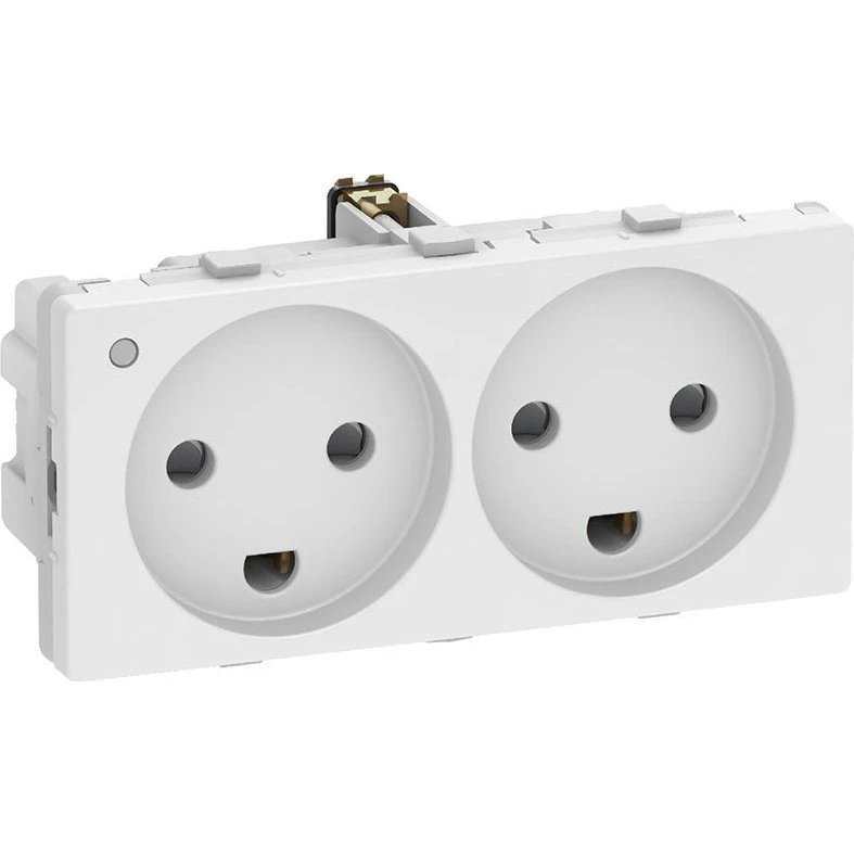 LK FUGA vandret stikkontakt m. jord og LED, 2 modul, hvid