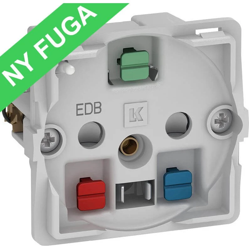 Fuga stikkontakt EDB 2-pol m/jord og LED 1m