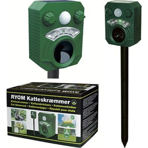 Ryom Katteskræmmer Solar med Ultralyd, Alarm og Blitz